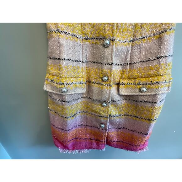MAEVE @ ANTHROLOPOGIE SLEEVELESS TWEED MULTICOLOR MINI DRESS PEARL BUTTONS SZ 0 - Picture 11 of 16